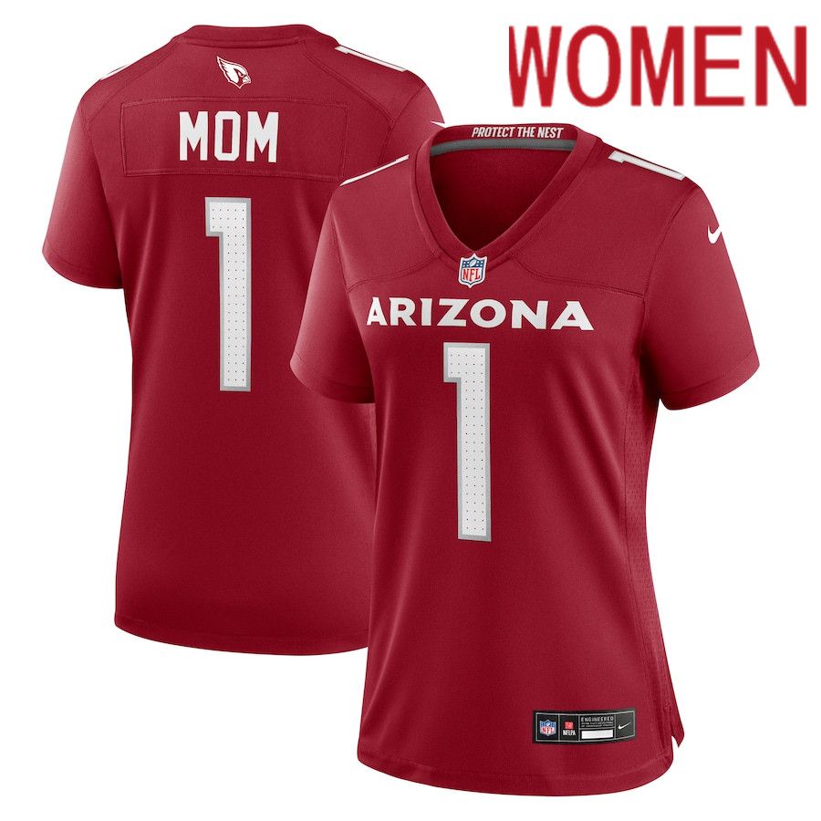 Women Arizona Cardinals #1 Mom Number Nike Cardinal Game NFL Jersey
